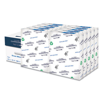 Hammermill® Great White 100 Recycled Print Paper, 92 Bright, 20lb, 8.5 X 11, White, 500 Sheets-ream, 10 Reams-carton freeshipping - TVN Wholesale